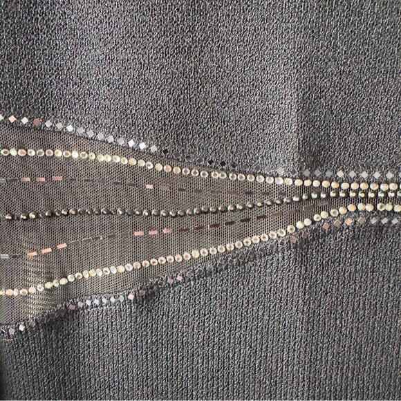 St. John Sheer Embellished Waist Evening Dress Long Sleeve Sparkly Rhinestones - Picture 3 of 15